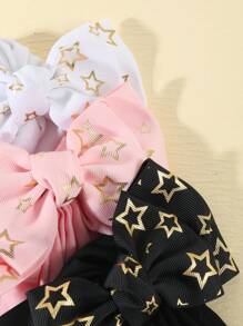 3入組嬰兒蝴蝶結裝飾星星圖案新生兒帽子 - 彩色 - 查看 3