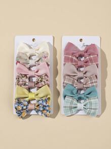 12pcs Baby Bow Decor Flower Pattern Hair Clip For Hair Decoration - Multicolor - View 1