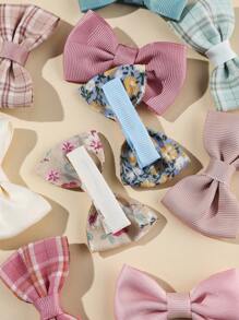12pcs Baby Bow Decor Flower Pattern Hair Clip For Hair Decoration - Multicolor - View 4