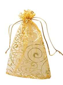 50 piezas Bolsas de regalo de malla con estampado metálico, Navidad - Dorado - Ver 3