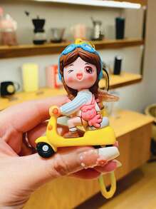 1入組中性卡通人物和電動自行車吊墜可愛鑰匙圈帶腕帶適用於鑰匙裝飾用品 - 彩色 - 查看 3