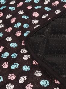 1pc Paw Print Pet Crate Mat For Dog And Cat For Sleeping - Black - View 4