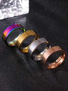 1件6mm不鏽鋼亮面男女戒指1.6-2.3cm - 金色 - 查看 1