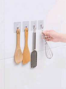 15入組/套塑膠簡約風免打孔牆面掛鉤 - 無色 - 查看 4