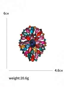 1pc Luxury Zinc Alloy Rhinestone Decor Brooch For Women For Party - Multicolor - View 3