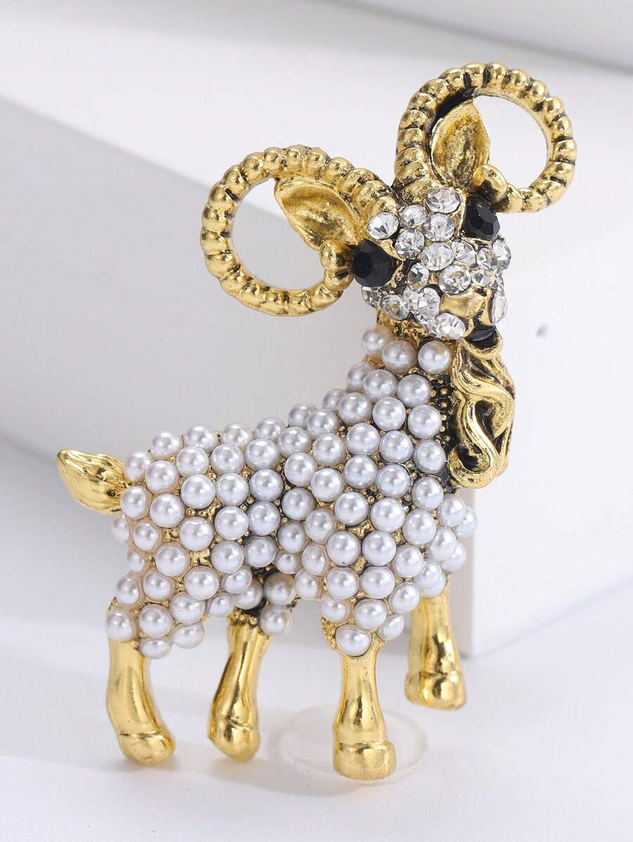 1 Thời Trang Hợp Kim Kẽm Kim Cương Giả & Ngọc Trai Giả Trang Trí Dê Thiết Kế Thổ Cẩm Nữ Cho Đảng - Vàng - Xem 1