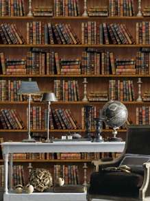 1pc Vintage Book Shelf Print Wall Paper, Creative PVC Waterproof Wall Decorative Sticker For Household - Multicolor - View 5