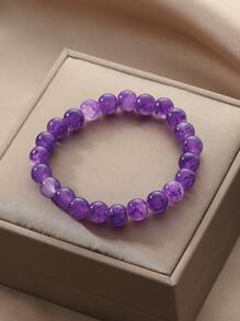 1 vòng tay thủy tinh thời trang cho phụ nữ để trang trí hàng ngày - Màu tím - Xem 1