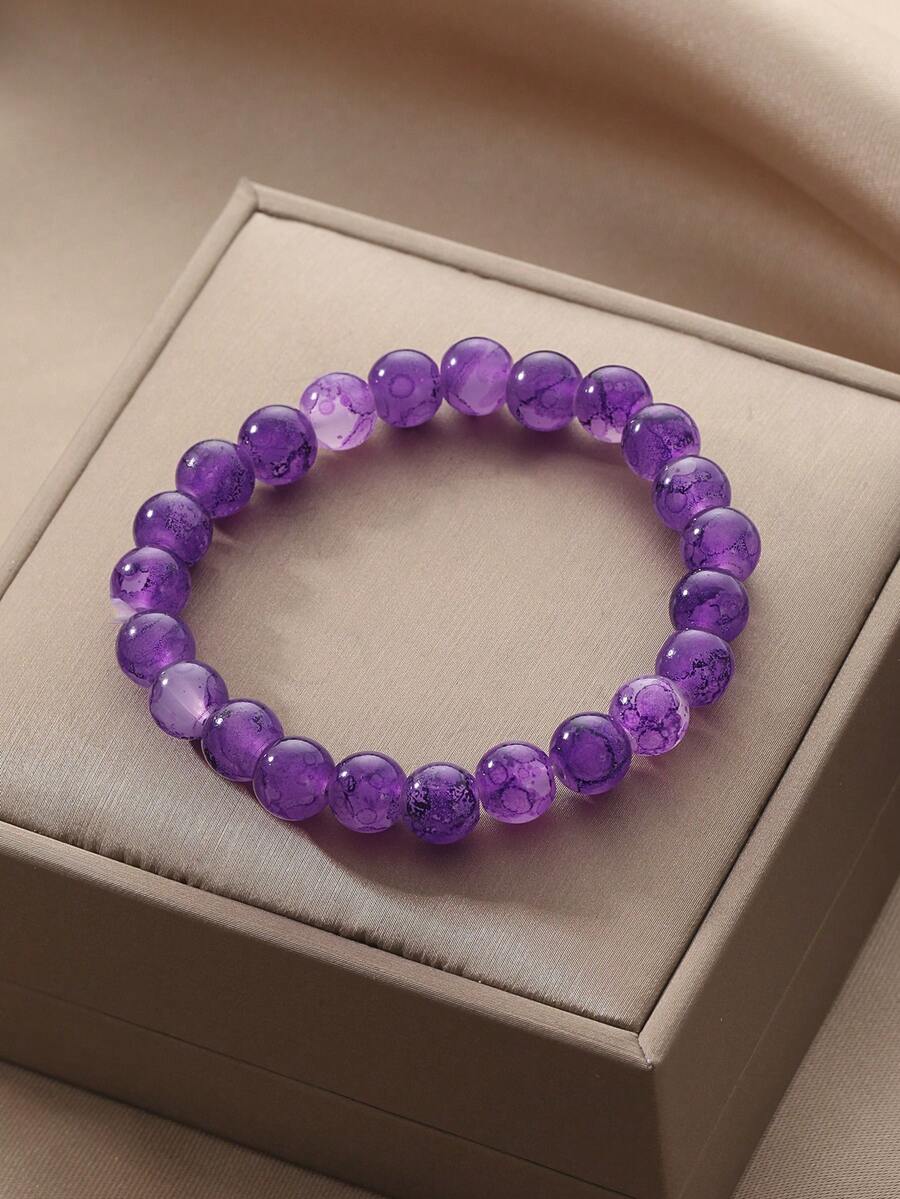 1 vòng tay thủy tinh thời trang cho phụ nữ để trang trí hàng ngày - Màu tím - Xem 1