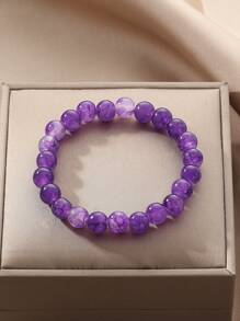 1 vòng tay thủy tinh thời trang cho phụ nữ để trang trí hàng ngày - Màu tím - Xem 6