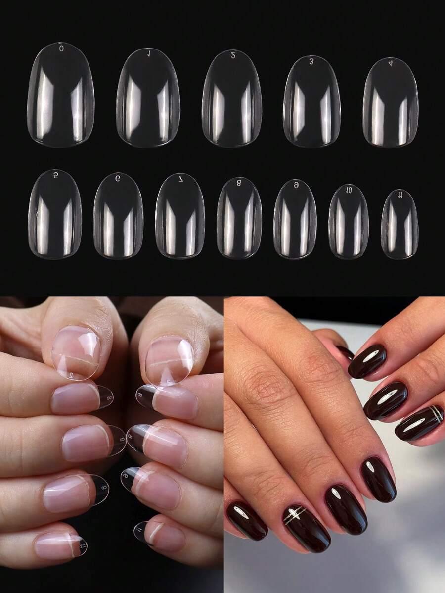 120 Móng Tay Giả Gel X Hình Hạnh Nhân Ngắn Hình Bầu Dục Hình Vuông Trong Suốt Dành Cho Nữ Giới Làm Móng Tay Nối Dài, Dụng Cụ Làm Móng