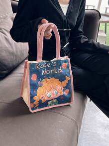 Túi Vuông Nhỏ Họa Tiết Hoạt Hình - Hồng - Xem 2