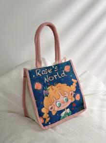 Túi Vuông Nhỏ Họa Tiết Hoạt Hình - Hồng - Xem 4