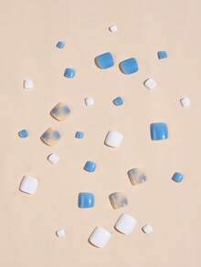 Nail Nina Transform Your Toenails With 28pcs Short Square Ombre Full Cover Fake Toenail Kit For Women - Multicolor - View 5