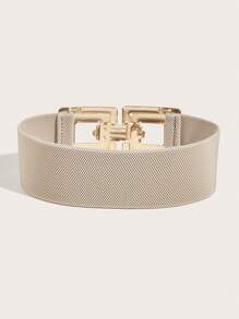 1 pieza Cinturón elástico de mujer con hebilla geométrica de moda, para la vida diaria, Halloween, verano, escuela, otoño, Halloween - Albaricoque - Ver 3