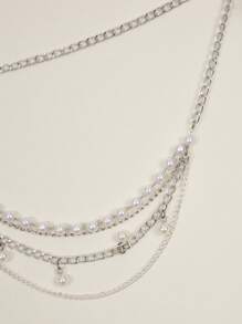 Y2K & 1件装女士仿珍珠蝴蝶装饰时尚链条腰带，适合连衣裙装饰、派对、万圣节、夏季、学校、秋季、万圣节