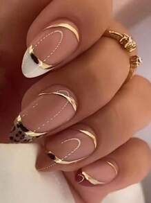 Biến hóa móng tay của bạn với 24 chiếc móng tay giả ngắn kiểu Pháp bọc hạnh nhân cho nữ - Nhiều màu - Xem 1