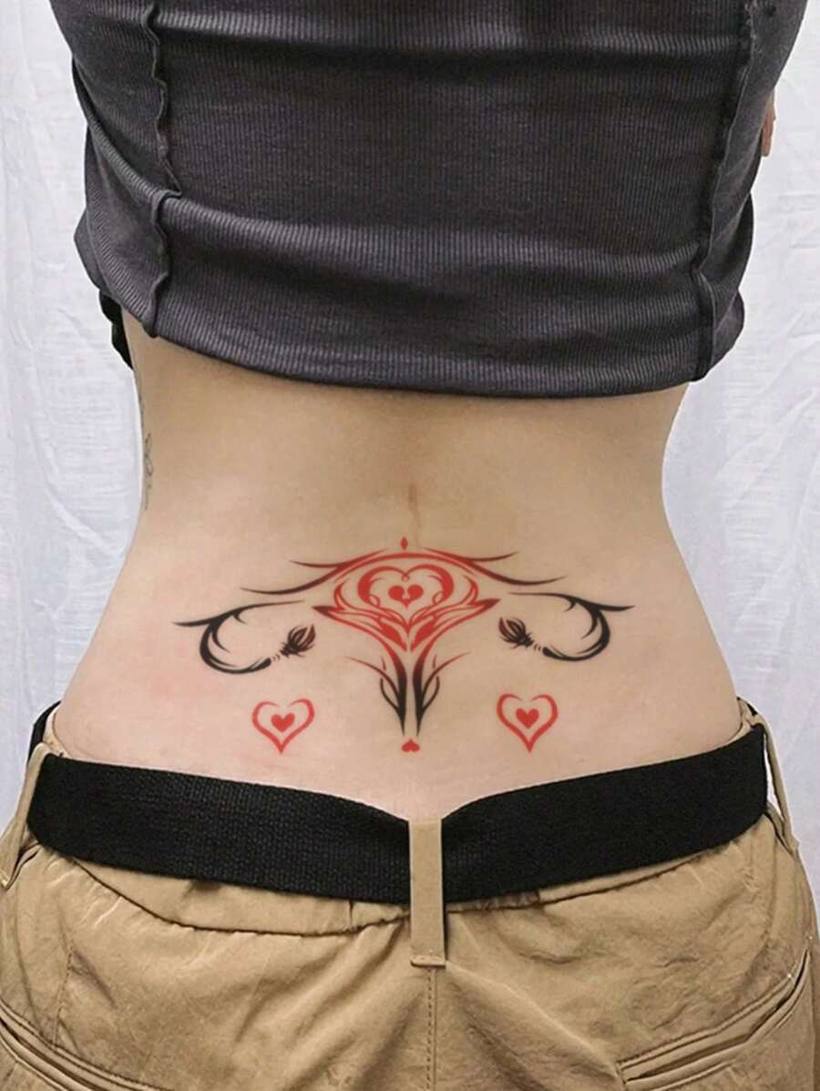 Fake Tattoo, 1sheet Paper Heart Pattern Temporary Tattoo For Daily Decoration - Multicolor - View 1