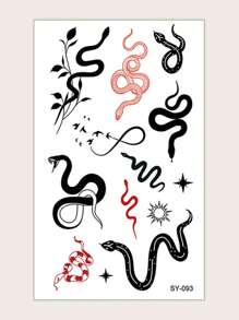 Tatuaje falso, 1 hoja tatuaje temporal patrón de serpiente de papel para decoración diaria - Multicolor - Ver 2