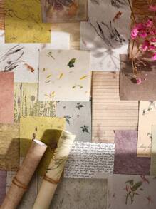 60張混合圖案材料紙復古多用途裝飾牛皮紙用於DIY工藝品、裝飾品、手帳