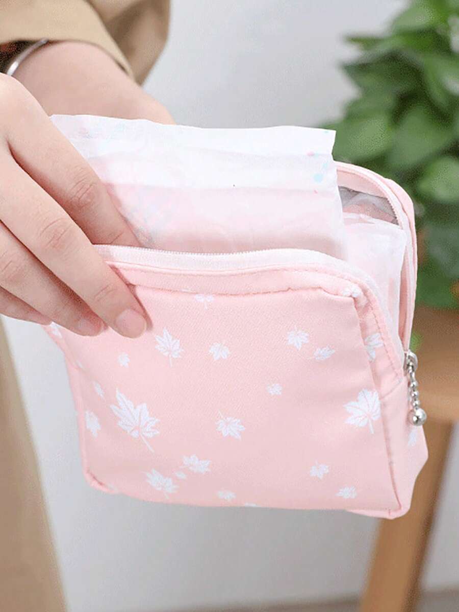 1PC Women's Portable Sanitary Napkin Storage Bag Travel Zipper Cosmetic Headphones Cosmetic Bag Coin Wallet Makeup Organizer Makeup Storage Bag Mini Pouch Travel Small Makeup Case Accessories Make Up Holder Brush Bag Make Up Container Cosmetic Bag Travel Essentials Ladies Accessories Travelling Stuff - Pink - View 1