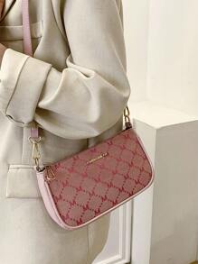 Bolsa Baguete com Alça de Corrente Feminina, Bolsa Feminina de Nicho Francês, Novo Design Moderno, Combinação com Textura Fashionista, Bolsa de Ombro/Axila/Transversal na Moda