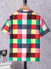 Boys Plaid Print Shirt Without Tee - Multicolor - View 2