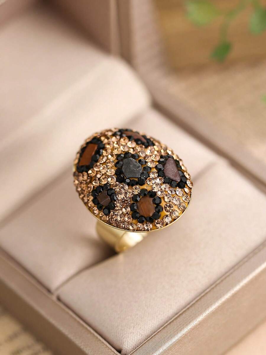 1pc Fashion Cubic Zirconia Decor Leopard Pattern Ring For Women For Daily Decoration - Multicolor - View 1