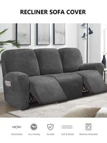 1pc Silver Fox Plush Velvet Recliner Sofa Cover