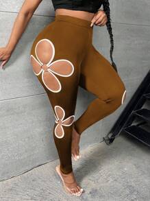 Slaydiva Quần lót kích thước lớn Cắt ra Nhẫn Tương phản ràng buộc màu trơn Giải trí - Cà phê nâu - Xem 6