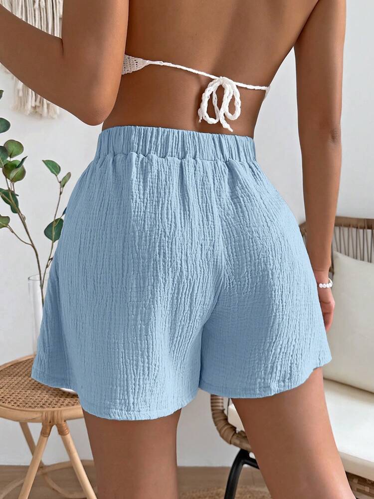 Solid Knot Waist Shorts