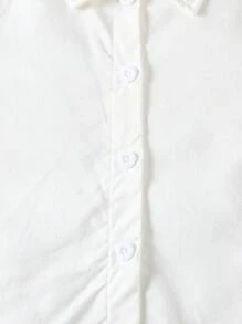 SHEIN Baby Contrast Mesh Bow Back Flounce Sleeve Top - White - View 3