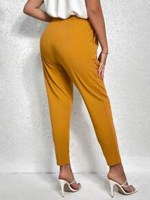 SHEIN Essnce Dragkedja Plicated Enkel Enkel Plus Size Byxor