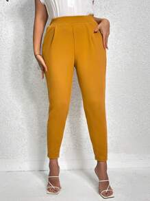 SHEIN Essnce Dragkedja Plicated Enkel Enkel Plus Size Byxor