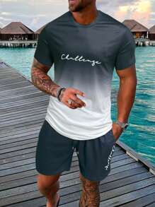 Manfinity Homme Bộ hai mảnh Nam Dây kéo Túi Lá thư Ombre Giải trí - Nhiều màu - Xem 1