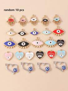 10 bucăți/set Creative colorat Hamsa Hand DIY Pandantiv pentru DIY Colier Bijuterii - Multicolor - Vizualizare 3