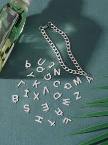 1pc Minimalist Silver Color Letter A Pendant Decor Chain Bracelet For Men For Daily Decoration Stainless Steel for Jewelry Gift - Silver - View 2