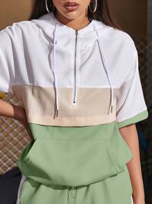 Mulvari Colourblock Half Zip Hoodie & Joggers - Mint Green - View 4