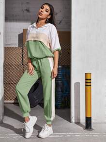 Mulvari Colourblock Half Zip Hoodie & Joggers - Mint Green - View 5