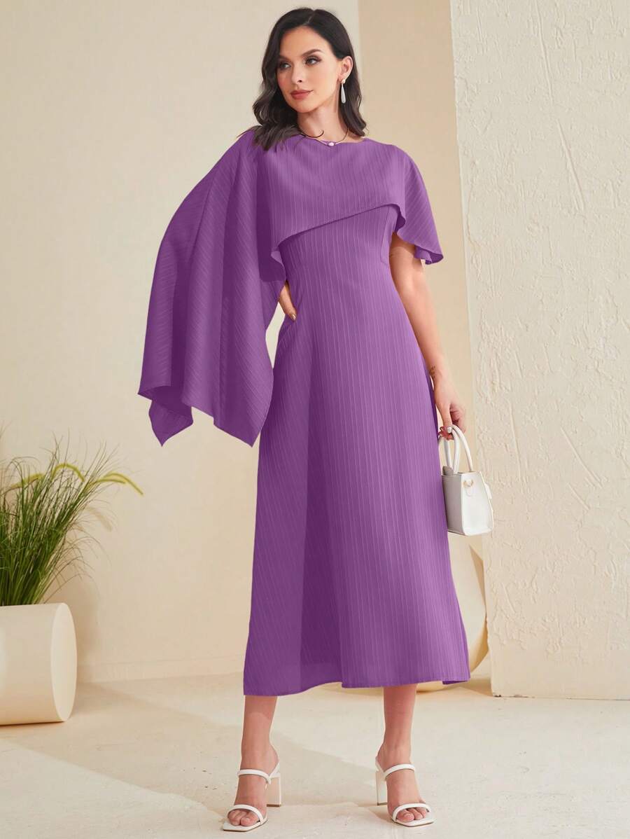 Modelyn Đầm Dây kéo màu trơn Thanh lịch - Màu tím - Xem 1