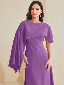 Modelyn Đầm Dây kéo màu trơn Thanh lịch - Màu tím - Xem 4