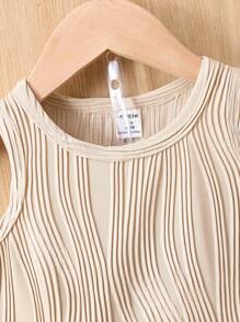 男嬰字母補丁細節背心上衣和短褲 - 杏色 - 查看 4