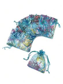 100 cái Túi quà tặng Organza Túi dây rút có hoa văn san hô đầy màu sắc Hình chữ nhật Màu ngọc lam đậm 9 X 7 CM Túi sợi thiết kế màu san hô thời trang để đựng trang sức - Nhiều màu - Xem 3