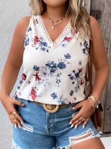 SHEIN Clasi 大碼印花蕾絲拼接背心上衣 - 彩色 - 查看 6