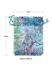 100 cái Túi quà tặng Organza Túi dây rút có hoa văn san hô đầy màu sắc Hình chữ nhật Màu ngọc lam đậm 9 X 7 CM Túi sợi thiết kế màu san hô thời trang để đựng trang sức - Nhiều màu - Xem 5