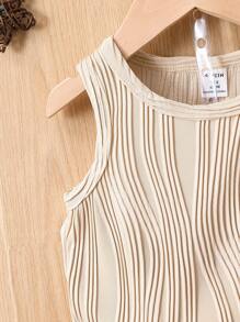 男嬰字母補丁細節背心上衣和短褲 - 杏色 - 查看 5