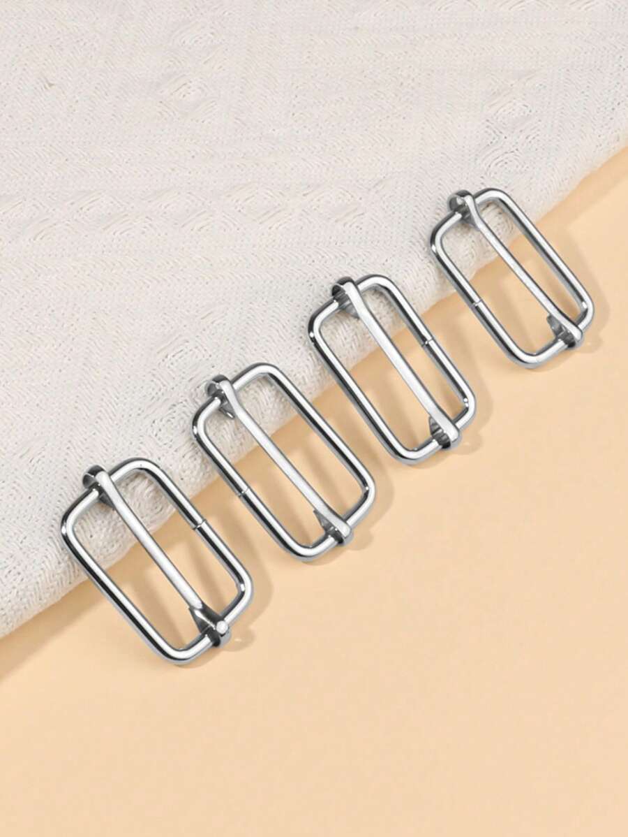 4 Piezas Rectángulo Accesorios De Bolsa Diy Partes De Metal Para Bolsa - Plateado - Ver 1