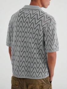 Manfinity RSRT Áo dệt kim nam Nút phía trước màu trơn Giải trí - Xám - Xem 2