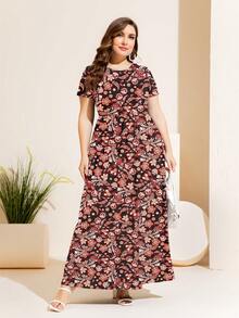 DEARCASE 大碼滿版印花隱藏口袋洋裝 - 彩色 - 查看 4