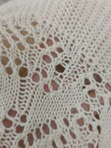 SHEIN Drawstring Front Hollow Out Cover Up Shorts - Beige - View 7